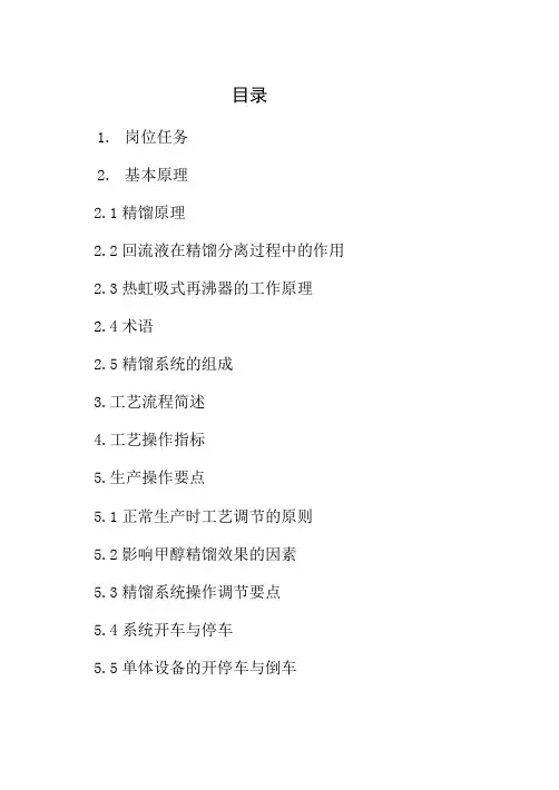 甲醇精馏操作规程.