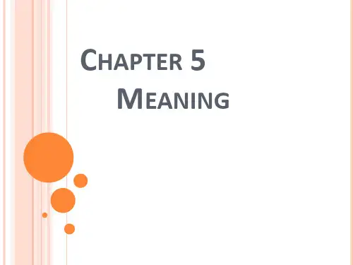 Chapter 5 Meanings- 5.1&5.2 英语语言学