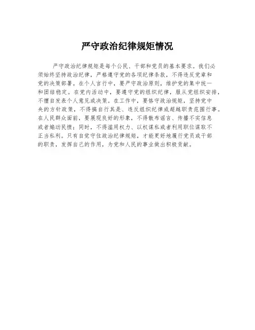 严守政治纪律规矩情况