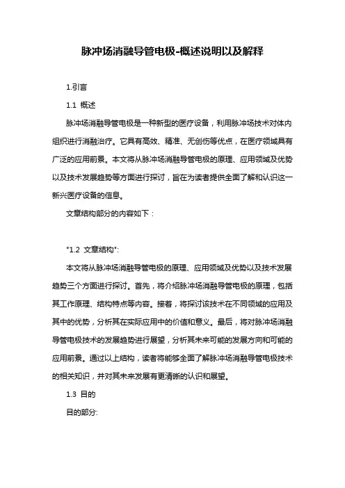 脉冲场消融导管电极-概述说明以及解释