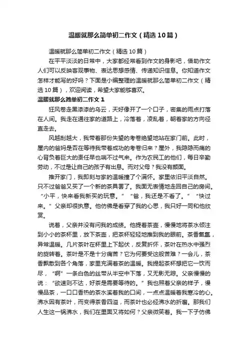 温暖就那么简单初二作文（精选10篇）
