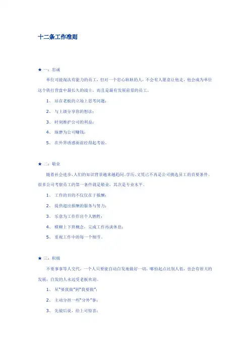 十二条工作准则