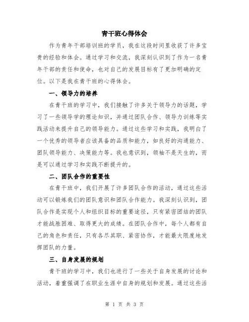 青干班心得体会