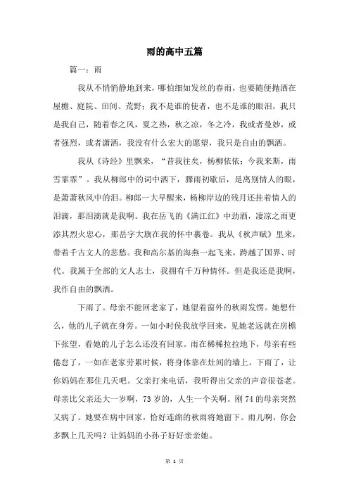 雨的高中五篇