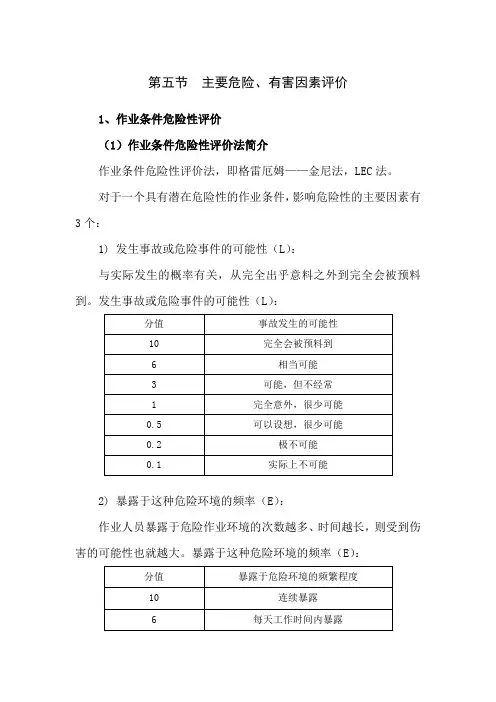 作业条件危险性评价