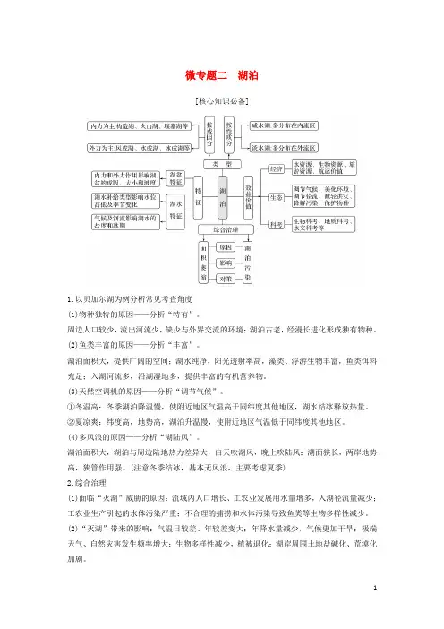 人教版2020版高考地理二轮专题复习 第二部分 微专题 微专题二 湖泊学案