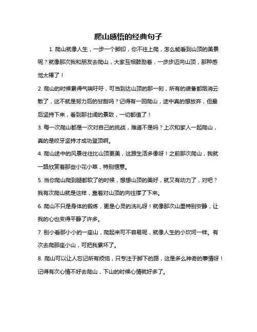 爬山感悟的经典句子
