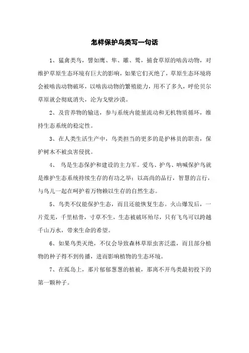 怎样保护鸟类写一句话