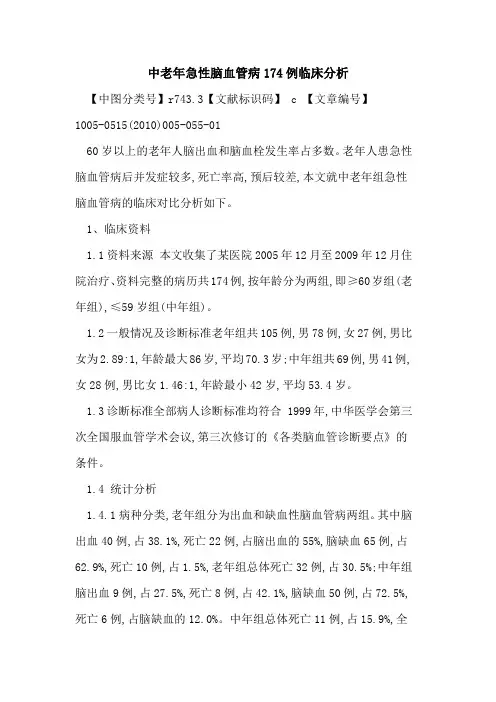 中老年急性脑血管病174例临床分析
