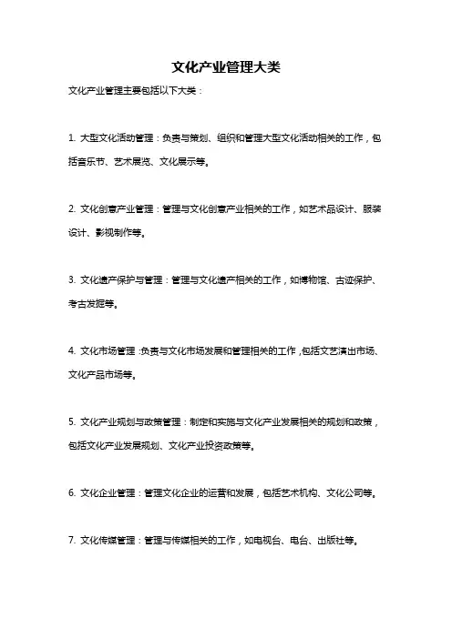 文化产业管理大类