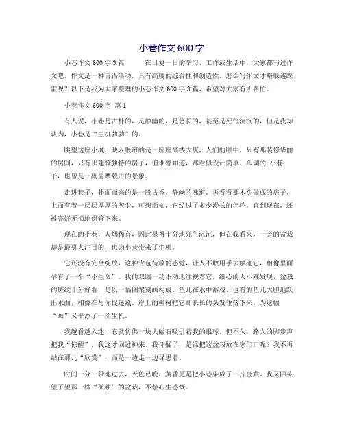 小巷作文600字