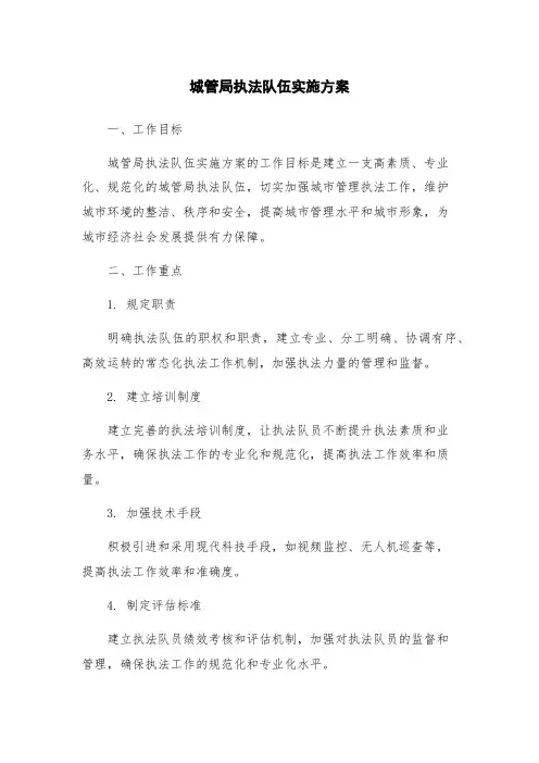 城管局执法队伍实施方案