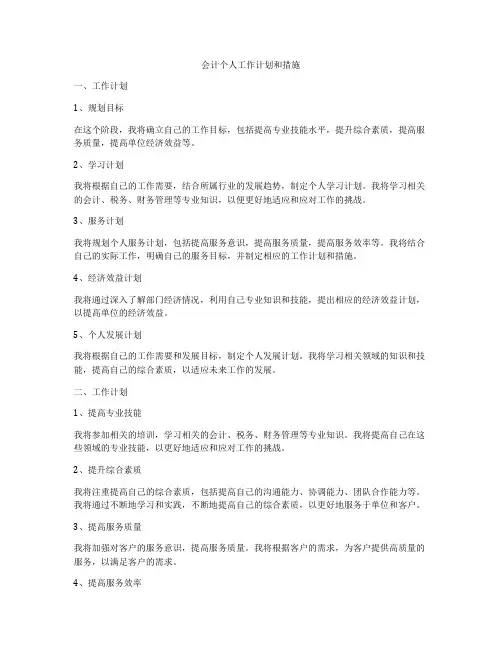 会计个人工作计划和措施