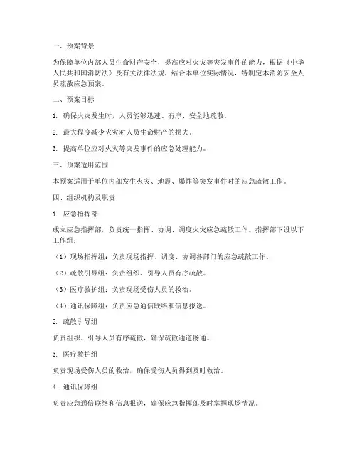消防安全人员疏散应急预案