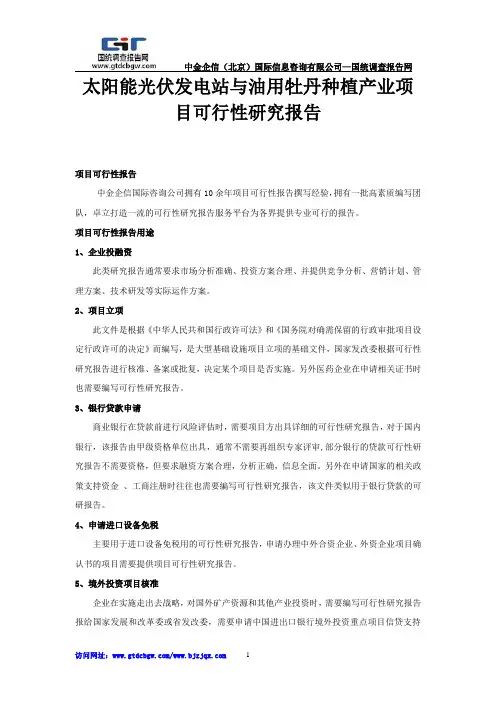 太阳能光伏发电站与油用牡丹种植产业项目可行性研究报告