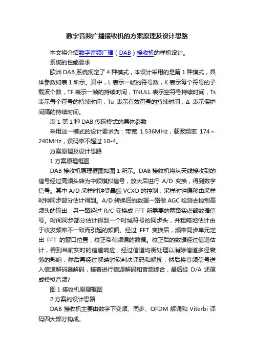 数字音频广播接收机的方案原理及设计思路