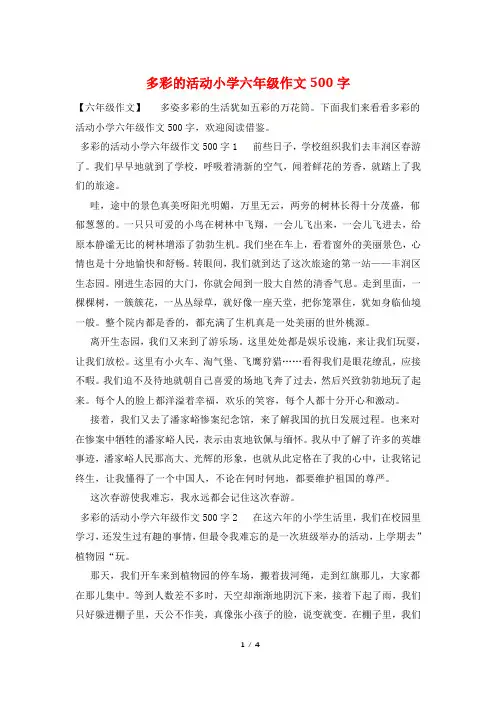 多彩的活动小学六年级作文500字