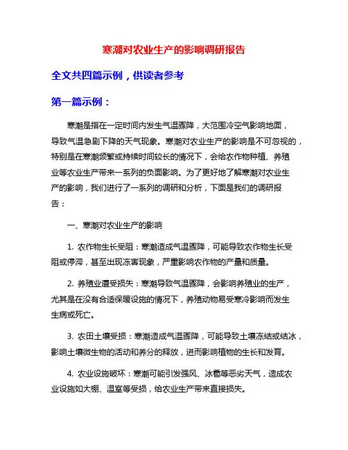 寒潮对农业生产的影响调研报告