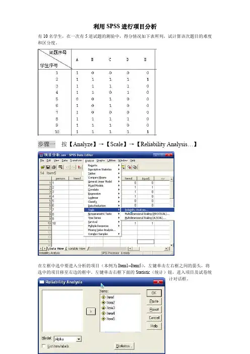 利用SPSS进行项目和整体分析