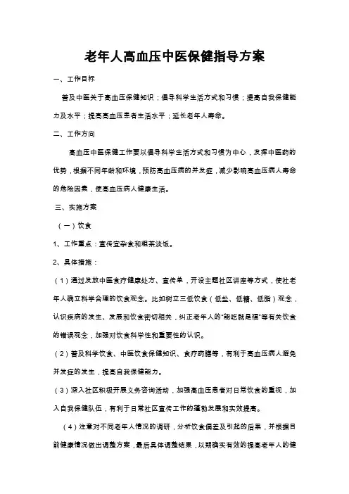 高血压中医保健指导方案