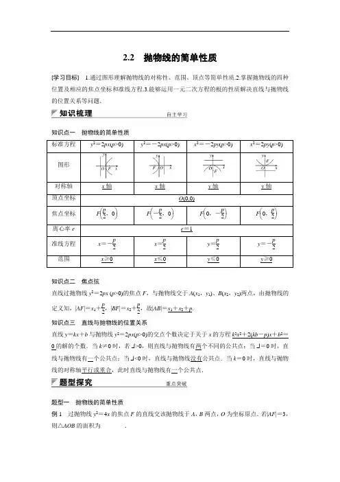 2018版高中数学北师大版选修1-1学案：第二章 圆锥曲线