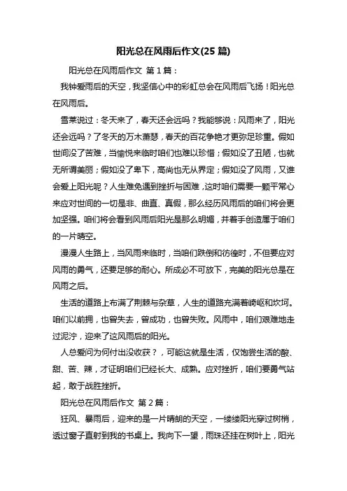 最新阳光总在风雨后作文(25篇)