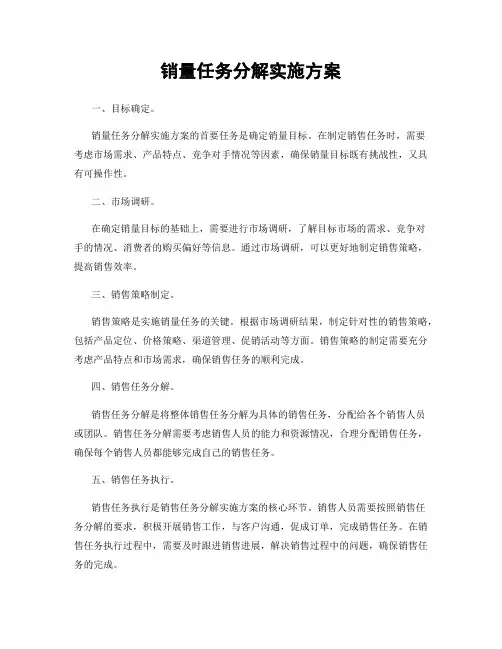销量任务分解实施方案