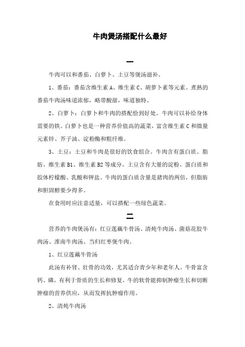 牛肉煲汤搭配什么最好