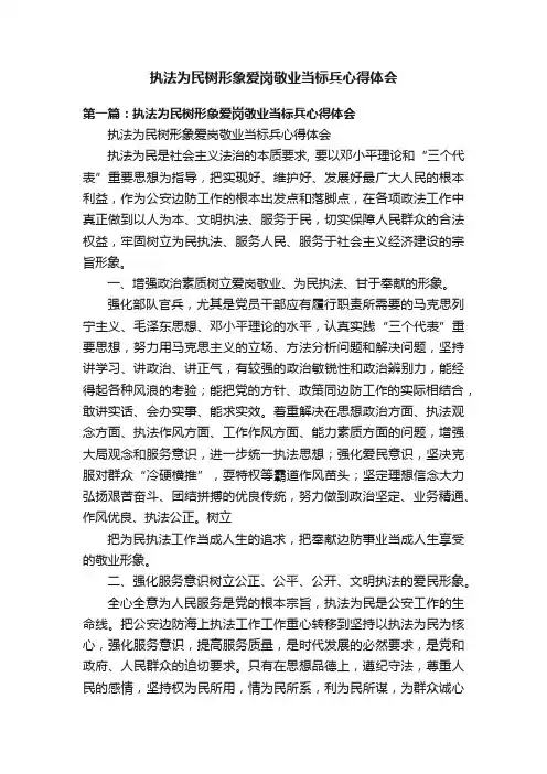 执法为民树形象爱岗敬业当标兵心得体会
