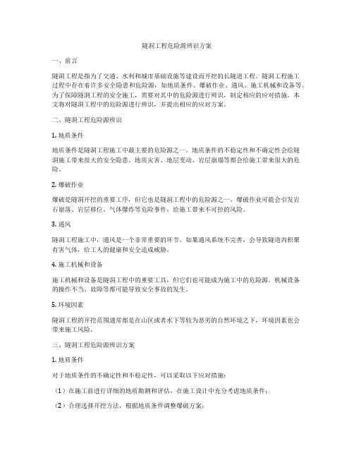 隧洞工程危险源辨识方案