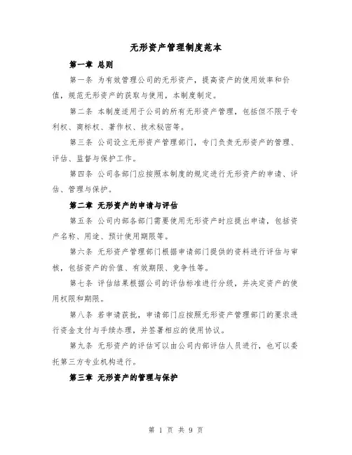 无形资产管理制度范本（四篇）