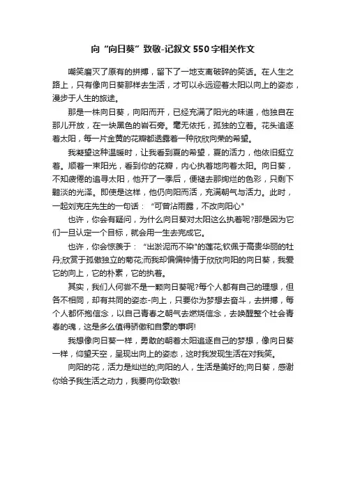 向“向日葵”致敬-记叙文550字相关作文