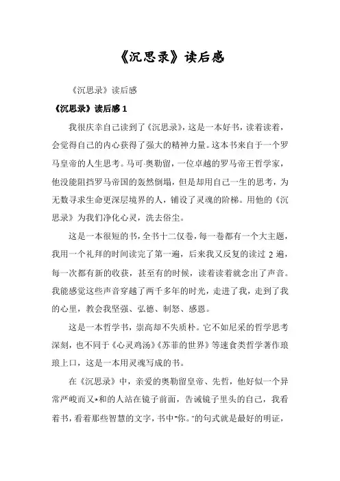 《沉思录》读后感