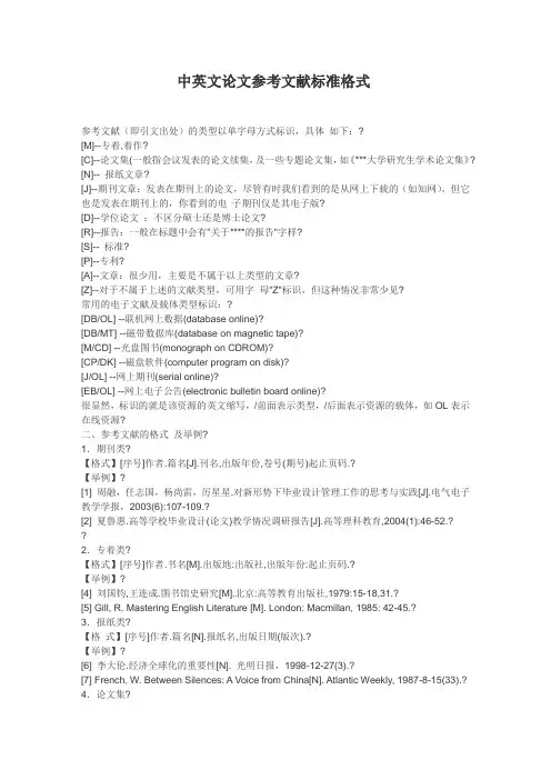 中英文论文参考文献标准格式