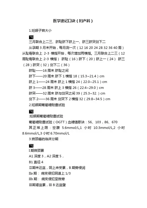 医学速记口诀（妇产科）