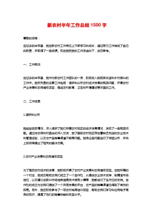 新农村半年工作总结