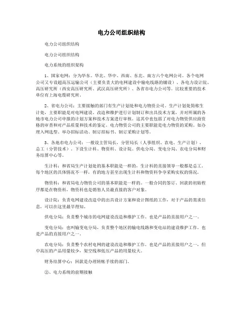 电力公司组织结构