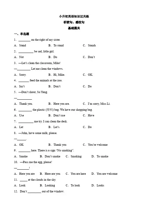 _专题11 祈使句、感叹句(基础+提升)