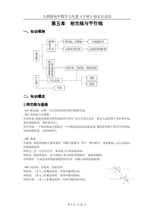 人教版初中数学七年级下册　全册第五至第十章知识点总结（ＰＤＦ版）