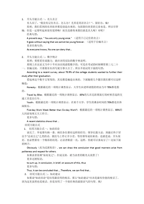 英语六级作文万能句-英语作文模板
