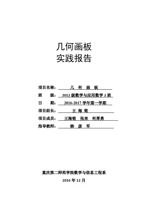 重庆第二师范几何画板项目实践报告