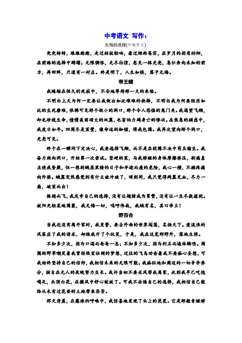 中考语文 写作：无悔的选择(升格作文)