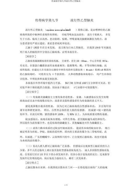 传染病学第九节流行性乙型脑炎