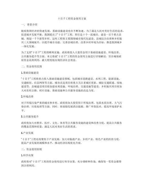 十百千工程资金使用方案