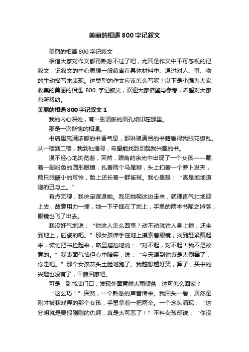 美丽的相遇800字记叙文