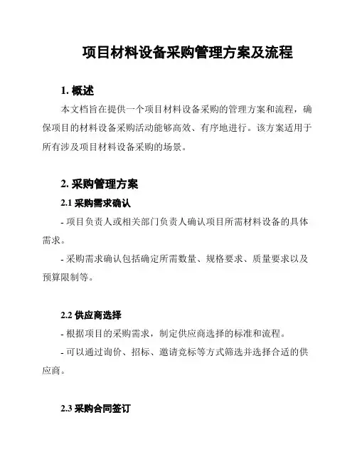 项目材料设备采购管理方案及流程