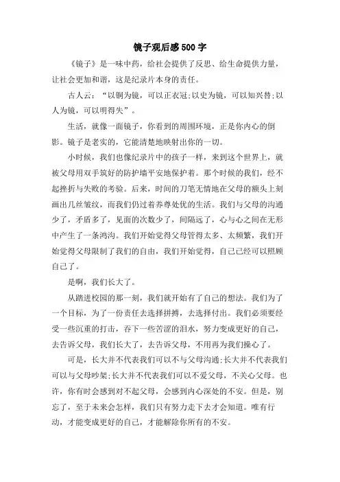 镜子观后感500字