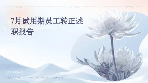 7月试用期员工转正述职报告PPT