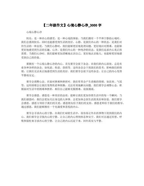 【二年级作文】心境心静心净_3000字