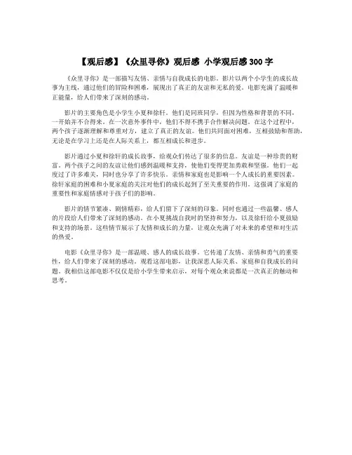 【观后感】《众里寻你》观后感 小学观后感300字
